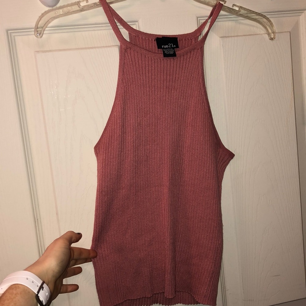 Scrunch high neck pink top NWOT